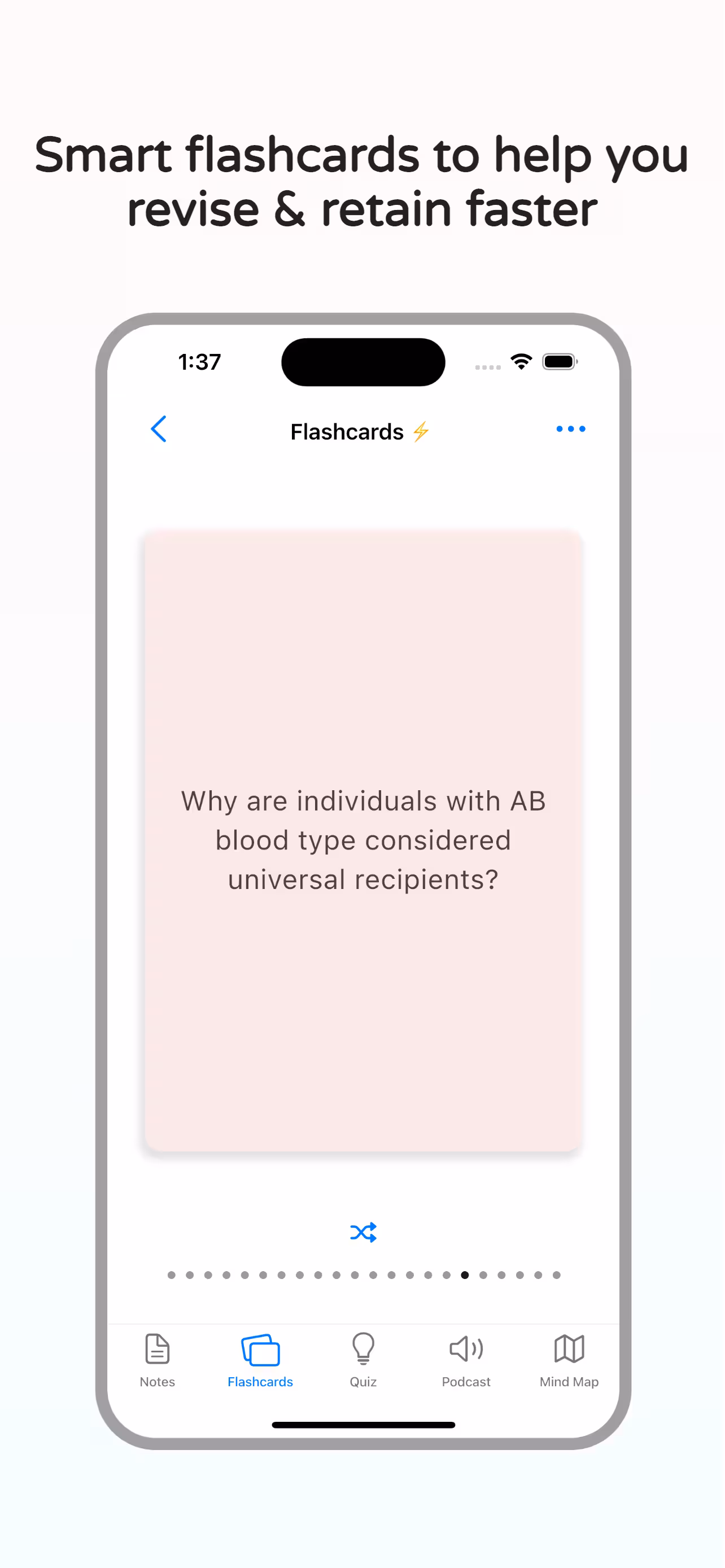 AI-generated flashcards from textbook content in NotesXP app