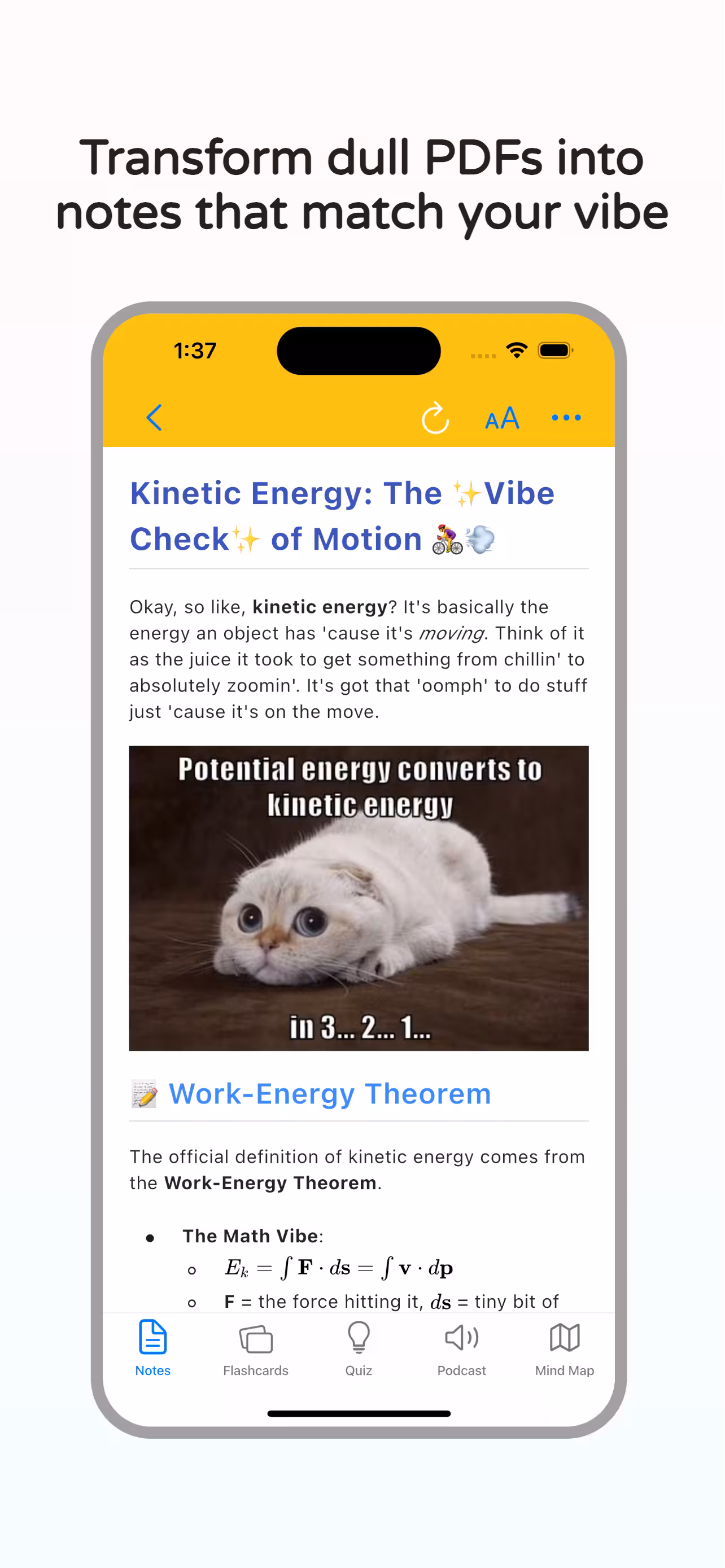 Gen Z style notes with emojis and casual language in NotesXP